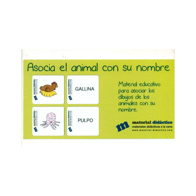 Asocia el animal con su nombre. Material educativo para asociar los dibujos de los animales con su nombre.pdf