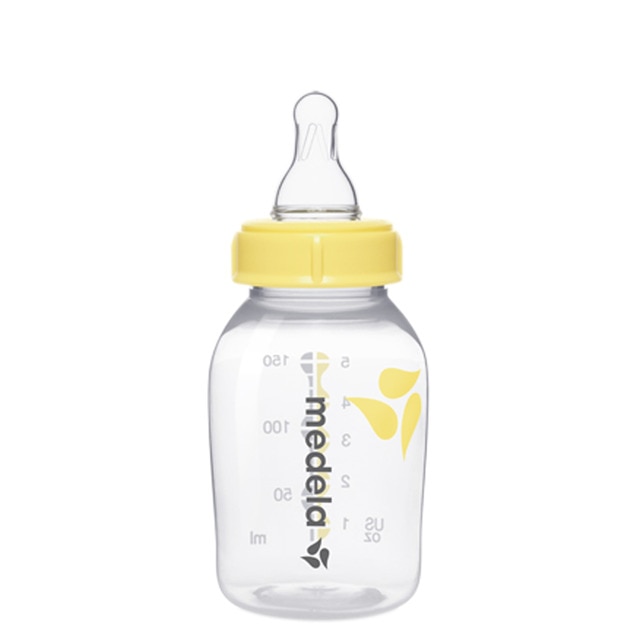 Biberón Leche Materna Tetina Silicona S Medela Flujo Lento (150 ml.) transparente