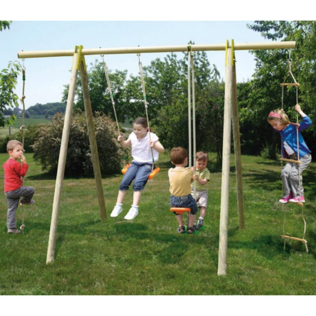 Columpio de madera y metal con tobogán Techwood Kokido · Juguetes · El