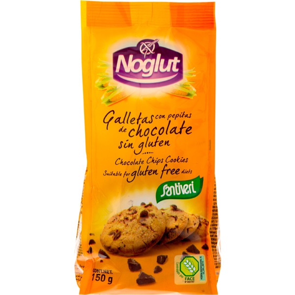 SANTIVERI NOGLUT Choco Chips galletas con pepitas de chocolate sin gluten envase 150 g