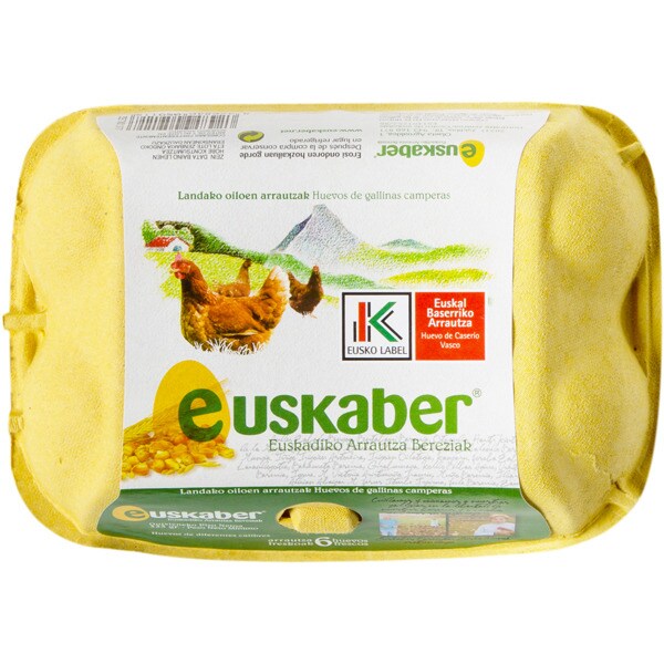 EUSKO LABEL huevos camperos categoría A estuche 6 unidades