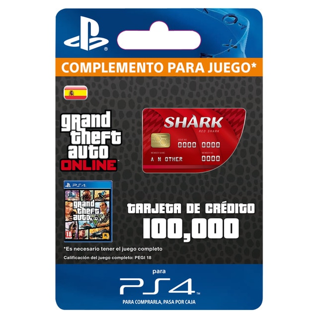 Tarjeta Tiburón Rojo de 100.000$ para GTA Online PS4