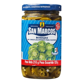 San Marcos Chiles Jalapenos em Rodelas frasco 210 g