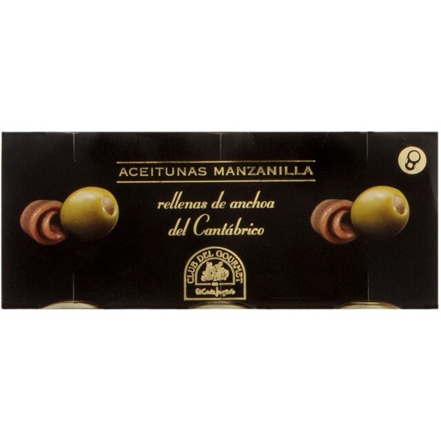 Pack 3 latas aceitunas Manzanilla rellenas de anchoa del Pack 3 latas aceitunas Manzanilla rellenas de anchoa del