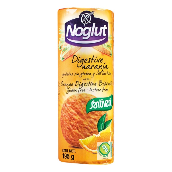 Bolachas Digestivas de Laranja sem Glúten embalagem 195 g