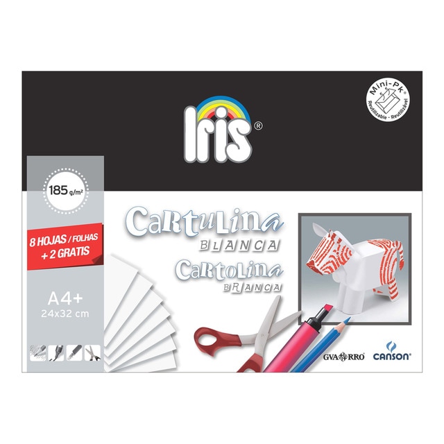 Minipack Cartulina Iris 8+2 h. blanco Canson