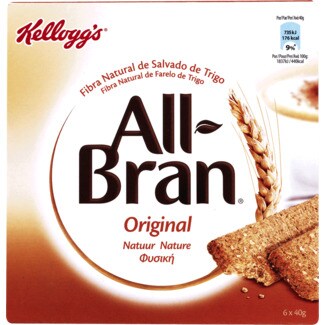 Kellogg's All-Bran Barras de Cereais Nature Pack 6 embalagem 240 g