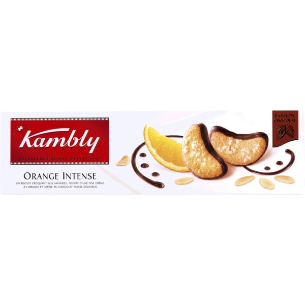 Bolachas Orange Intense Cobertas de Chocolate embalagem 100 g