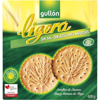 Gullón Bolachas Maria Ligera com Sementes de Sésamo sem Sal e sem Açúcares Adicionados embalagem 600 g