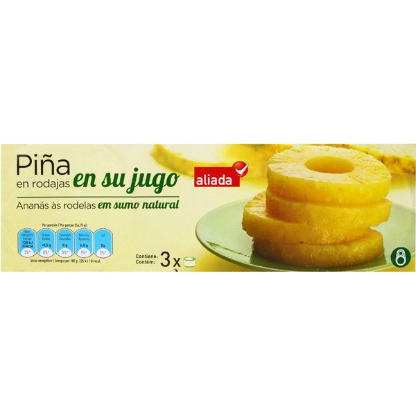 Cuantas calorias tiene una lata de pina en su jugo