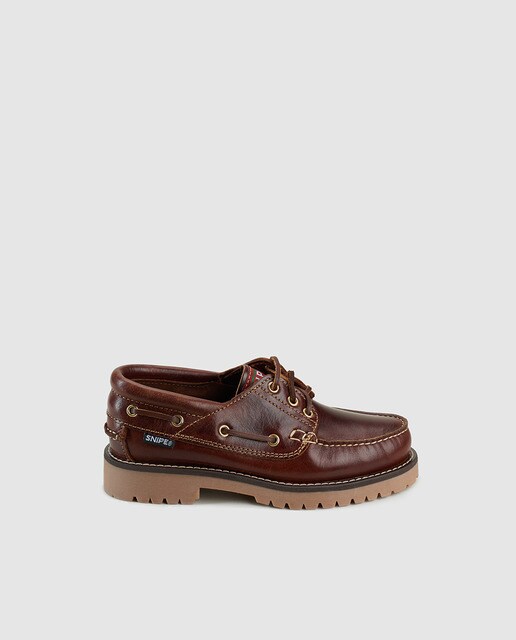 Snipe boys' brown leather deck shoes 