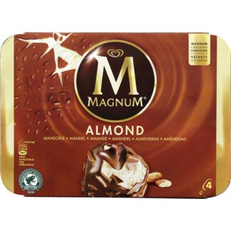 Magnum Gelado de Amêndoas Pack 4 embalagem 110 ml