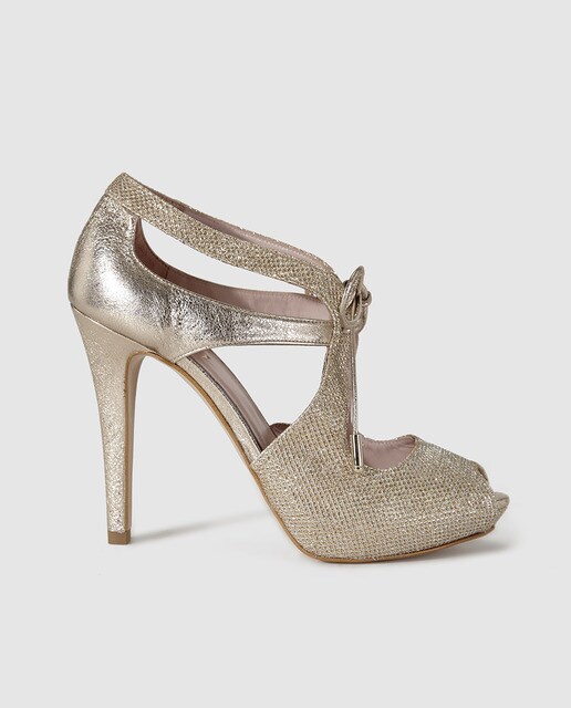 Sandalias de tacón de mujer de Lodi de piel en color oro