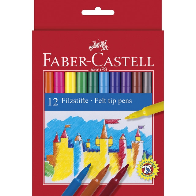 Estuche 12 Rotuladores Escolares Faber-Castell.