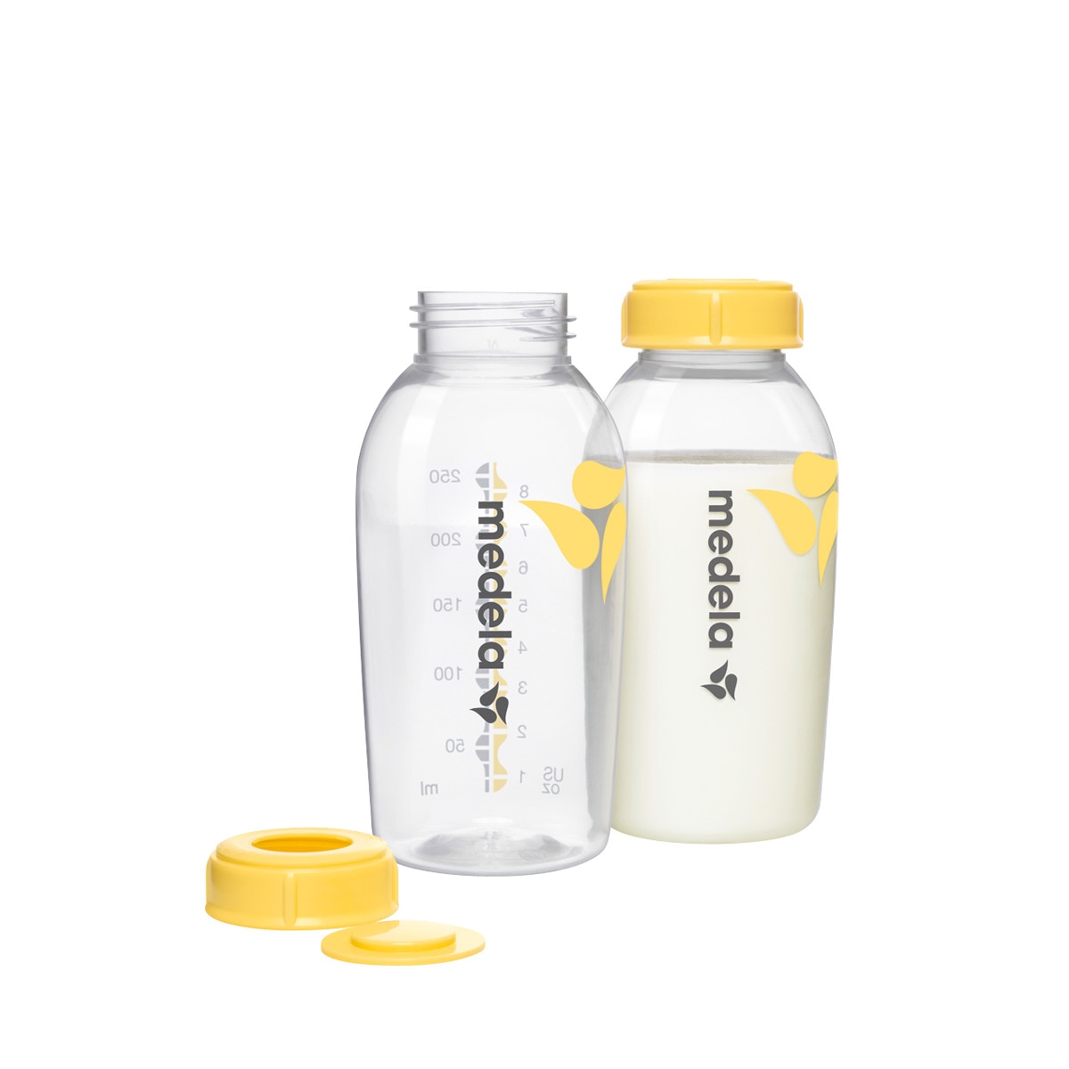 Imagem 0 de Pack de 2 Garrafas/Biberões Medela para para Leite Materno (250 ml.) transparente/amarelo