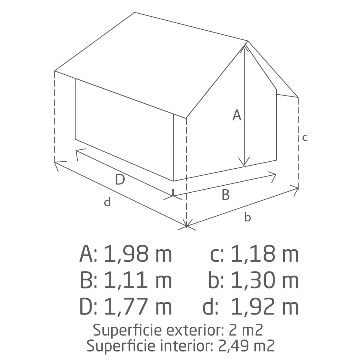 Caseta resina plástica Manor Slip 130x198x192 cm y 2,49 m2 Gris-4