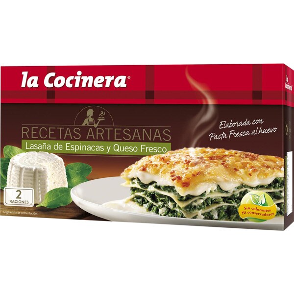 lasana de espinacas y queso fresco
