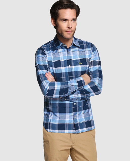 camisas blancas lacoste hombre