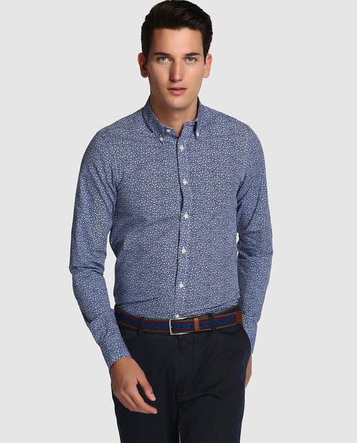 Hombre Camisa Lino Algodon Liso Para Blanco