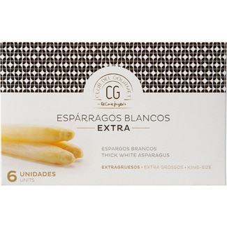 CLUB DEL GOURMET espárragos blancos extra gruesos 6 frutos IGP Esparragos de Navarra lata 425 g neto escurrido