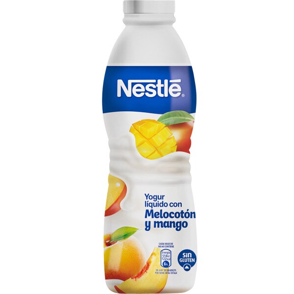 yogur líquido con melocotón y mango sin gluten botella 660 ml · NESTLE