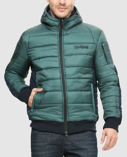 Desigual men's green hooded puffer jacket · Desigual · Fashion · El ...