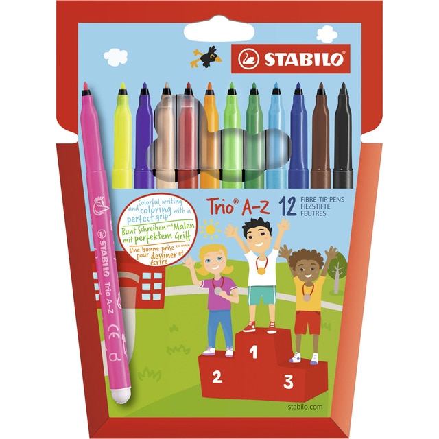 Estuche de 12 Rotuladores con Zona de Sujeción Triangular Trio A-Z STABILO Multicolor