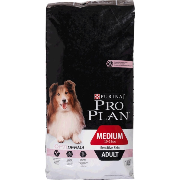 Ração para Cão Adulto Médio com OptiDerma para Pele Sensível Rica em Salmão embalagem 14 kg