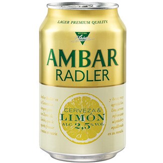 AMBAR Radler cerveza rubia y limón lata 33 cl - Hipercor