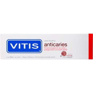 VITIS Anticaries pasta dentífrica con flúor de uso diario tubo 100 ml previene la aparición de caries y protege frente a la erosión dental