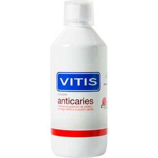 VITIS Anticaries colutorio frasco 500 ml previene la aparición de caries y protege frente a la erosión dental