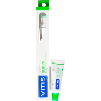 VITIS Zahnbürste Weich mit normalem weichem Kopf Box 1 Einheit + Zahnpasta 15 ml als Geschenk