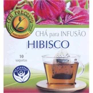Cem Porcento Chá para Infusão Hibisco embalagem 10 unidades