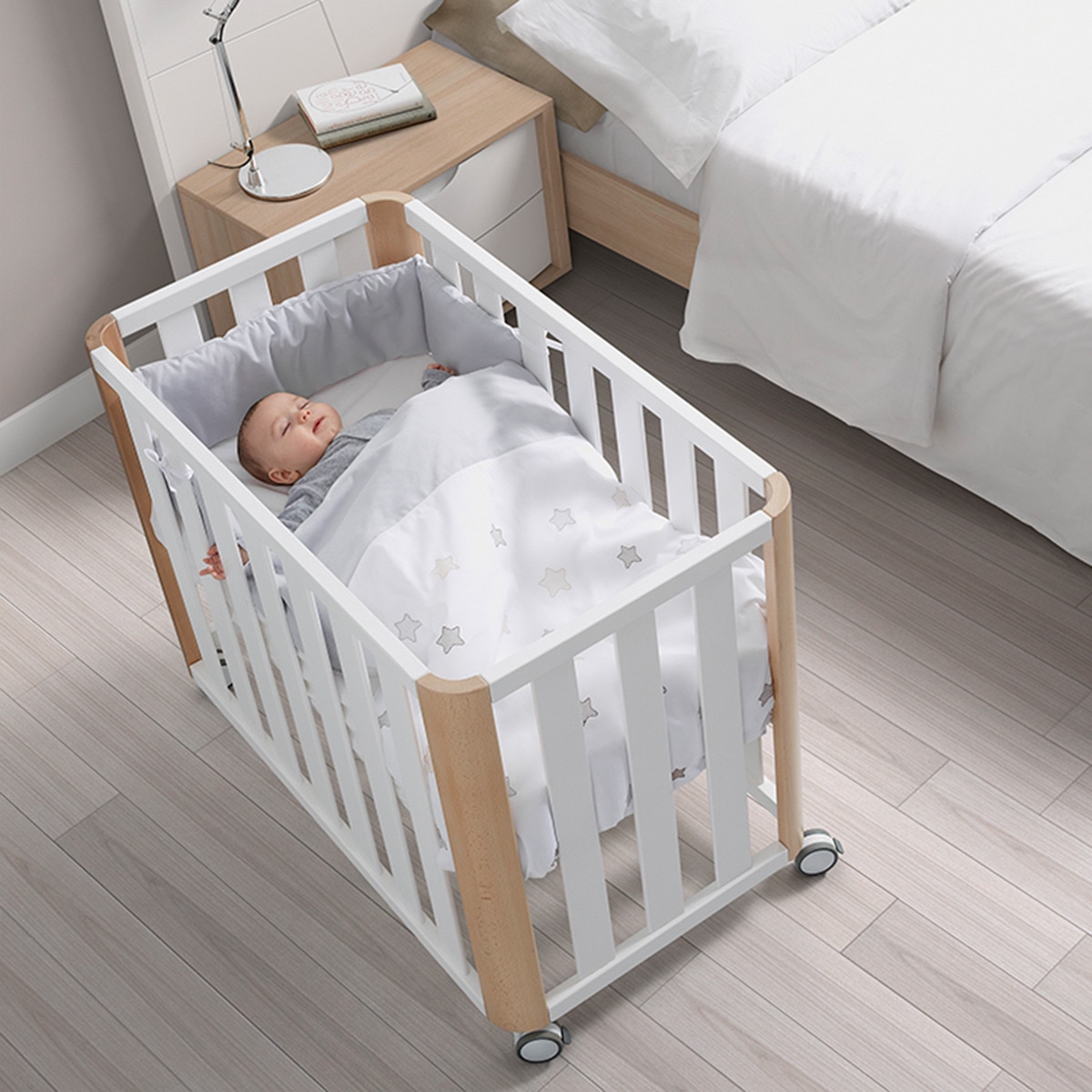 Pack Minicuna cosleeping (90x50 cm) Cotinfant Doco Sleeping + colchão + textil BEAR Branco / Natural-3