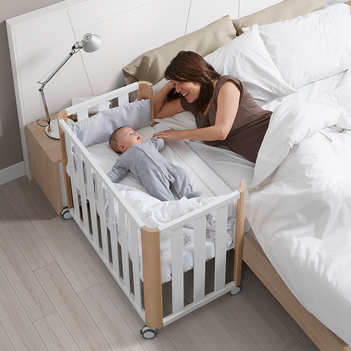 Pack Minicuna cosleeping (90x50 cm) Cotinfant Doco Sleeping + colchão + textil BEAR Branco / Natural-4