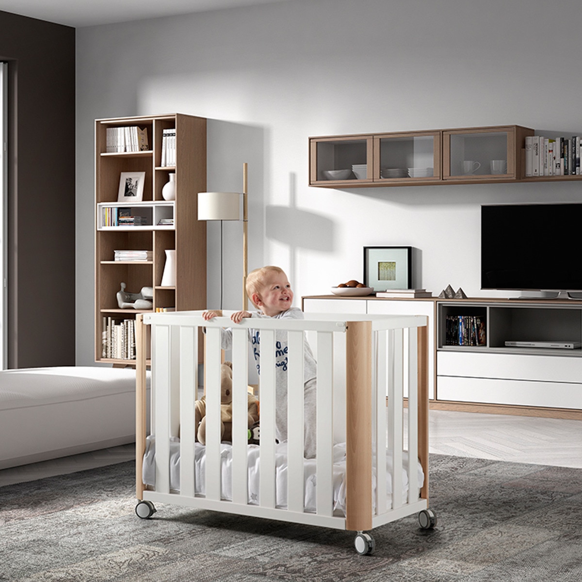 Pack Minicuna cosleeping (90x50 cm) Cotinfant Doco Sleeping + colchão + textil BEAR Branco / Natural-5