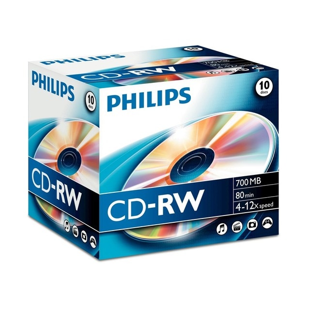 Imagem 0 de Jewel Case CD-RW 80 min 700MB 4x12x Philips (1 unidade)