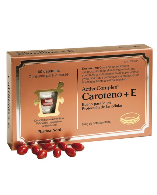 60 Cápsulas para la piel ActiveComplex Caroteno + E Pharma Nord