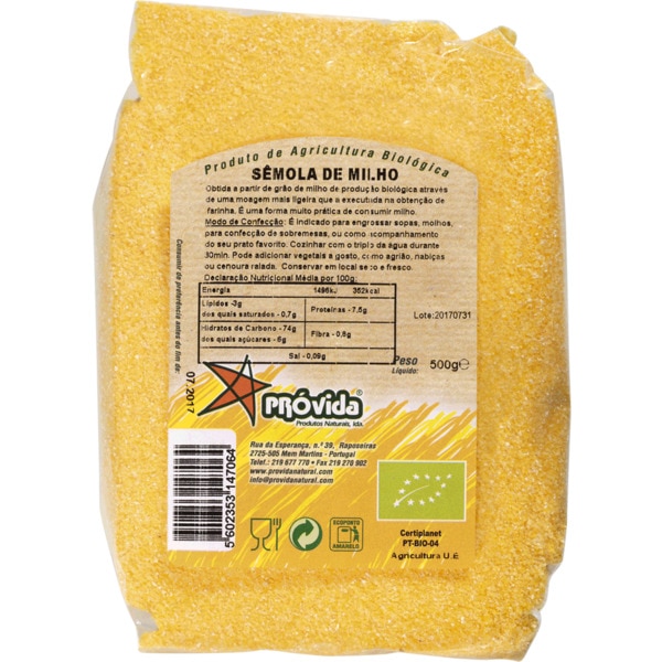 Sêmola de Milho Biológica embalagem 500 g
