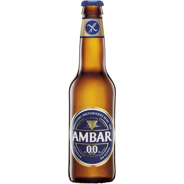 0,0 cerveza rubia sin alcohol sin gluten botella 33 cl · AMBAR