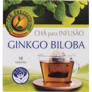 Cem Porcento Chá para Infusão Ginkgo Biloba 10 Unidades embalagem 13 g