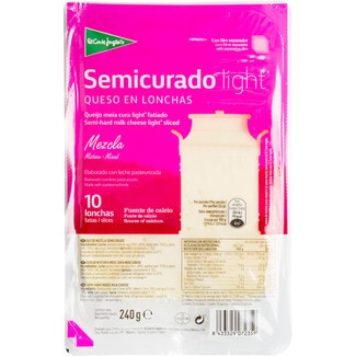 EL CORTE INGLES queso semicurado mezcla light elaborado con leche pasteurizada en lonchas envase 240 g