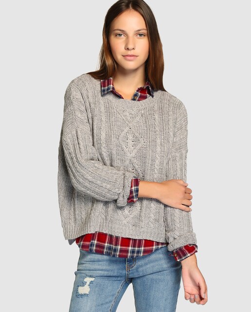 Jersey de mujer Green Coast en color gris con aranes · Green Coast · Moda · El Corte Inglés