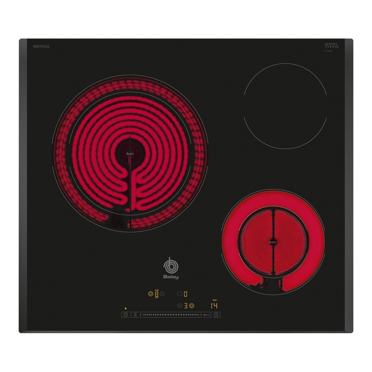 Balay – Placa vitrocerámica Balay 3 zonas de cocción – 3EB765LQ.