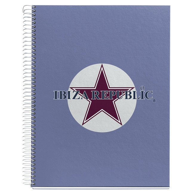 Cuaderno A4 120 Hojas con Cuadrícula Mar Ibiza Republic Miquelrius azul y granate