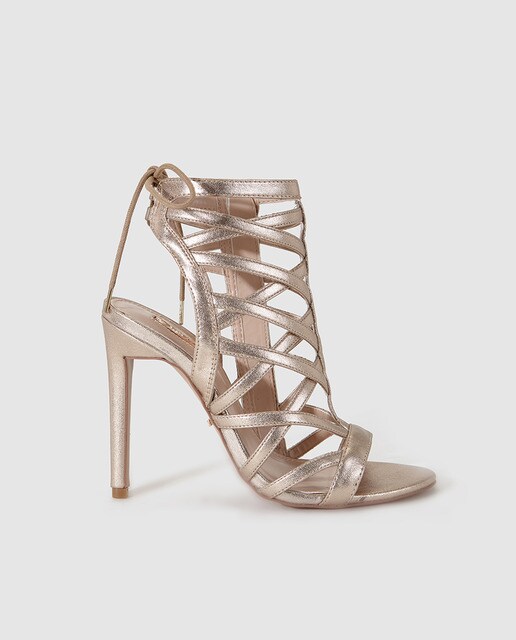 Sandalias de tacón de mujer Carvela doradas de tiras