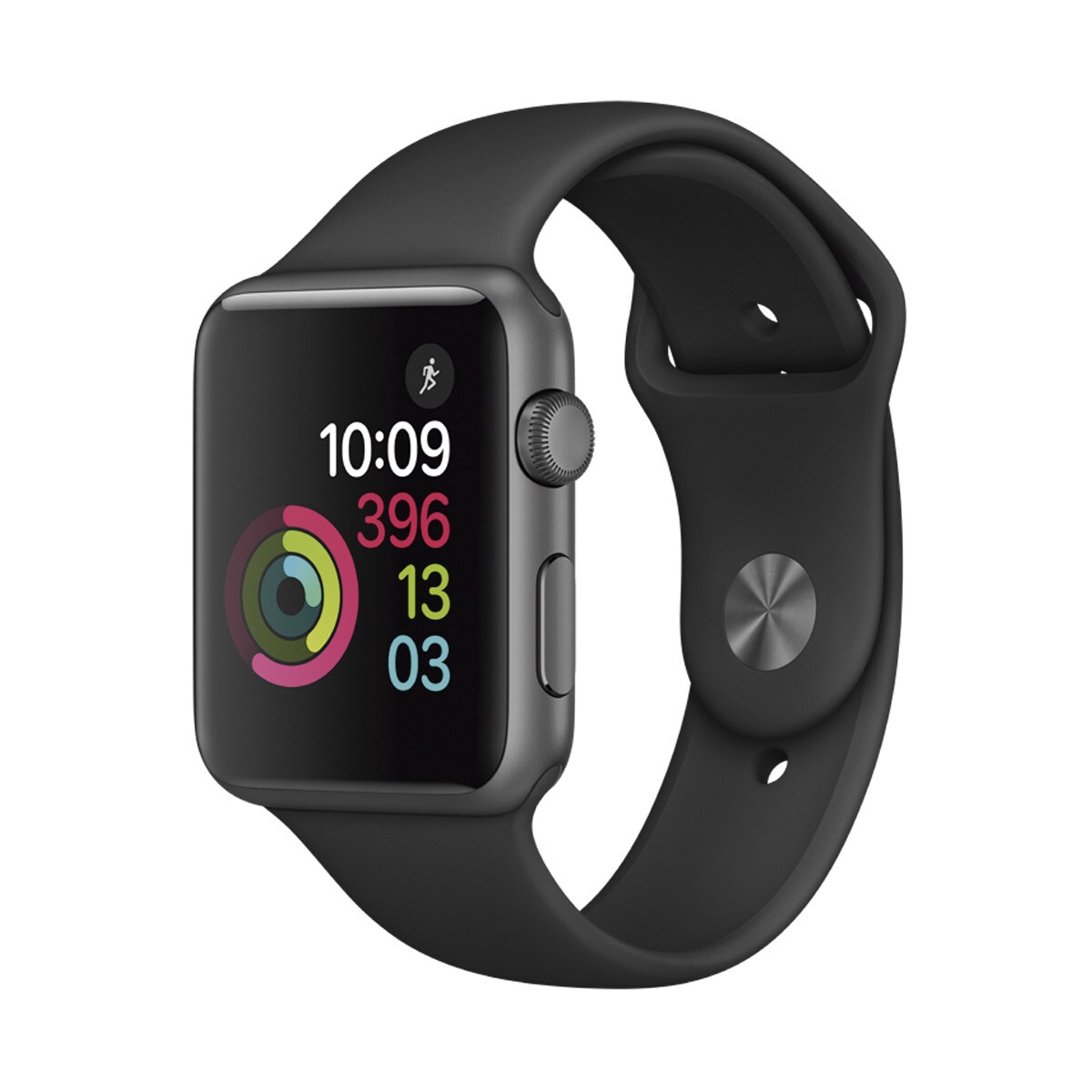 Apple Watch Series 1 caja de 42 mm de aluminio en gris espacial y correa deportiva negra