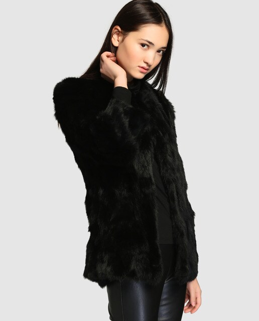blue rabbit fur coat
