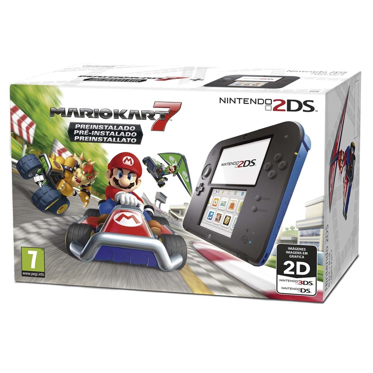 Consola Nintendo 2DS azul + Mario Kart 7 (Preinstalado)