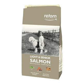 RETORN LIGHT & SENIOR natural dog food with salmon, peas and sweet potato for senior dogs bag 12 kg for adult dogs +1 years